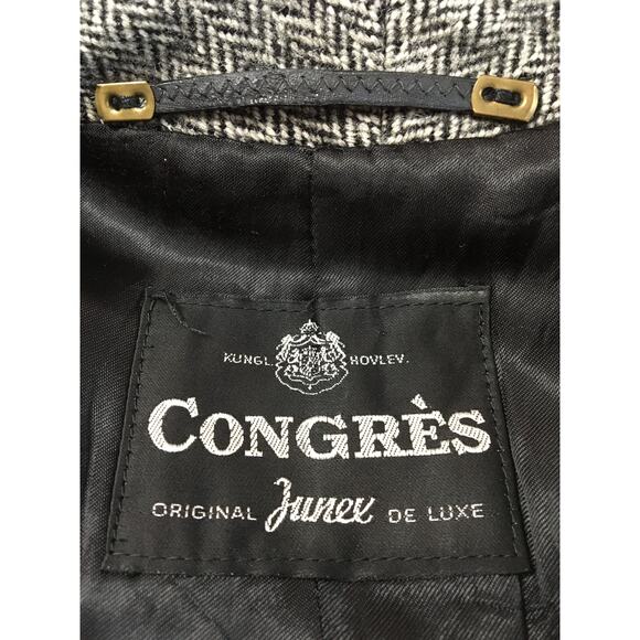 Congres Original Junex de Luxe XL Gray Herringbone Coat Tartan Liner Jean Valett - Picture 4 of 5